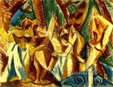 Pablo Picasso Painting - Cinco mujeres 3 1907 cubismo Pablo Picasso
